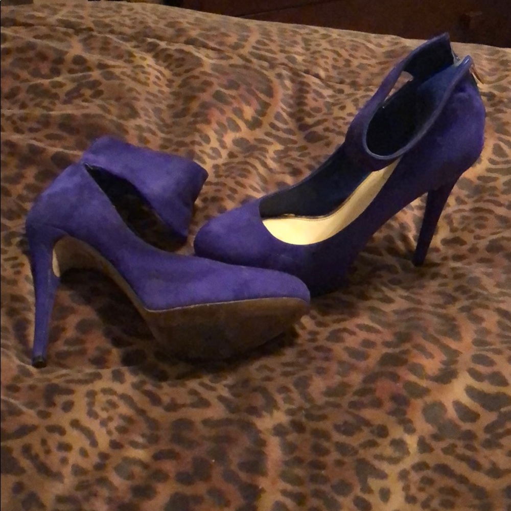 Blue Suede Jessica Simpson Ankle Strap Heels